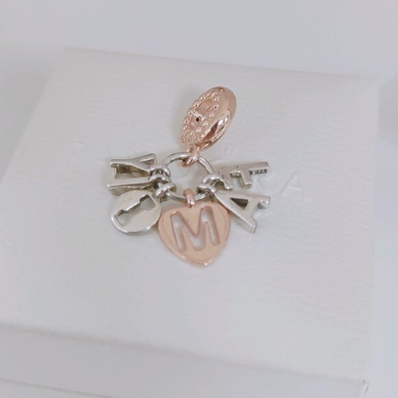 Pandora Family Letters Dangle Charm Bracelet Pendant S925 Silver with box - Picture 5 of 5